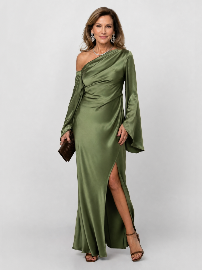 Araminta | One Shoulder Cape Sleeve Maxi Dress