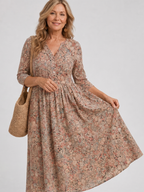 Picao | Vintage Front Three Quarter Sleeve Midi Dress