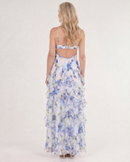 Vugeh | Watercolor Floral Ruffle Hem Sleeveless Midi Dress