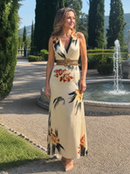 Loimen | Floral Print Sleeveless V Neck Midi Dress