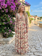 Camelo | Floral Print Long Sleeve Tiered Maxi Dress
